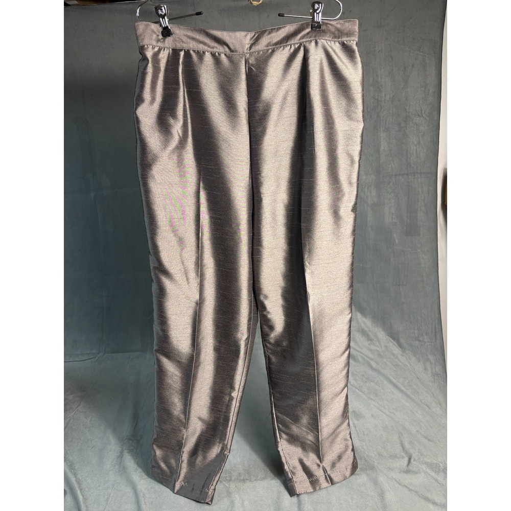 Selene Sport Nubby Satin Bronze Metallic Pull on Pants Pockets Quiet Luxury XL